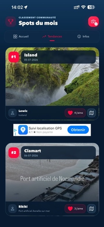 Classement communautaire des spots Geodrones